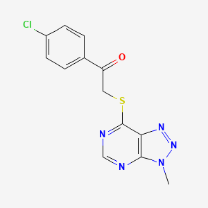 molecular formula C13H10ClN5OS B2666108 1-(4-氯苯基)-2-((3-甲基-3H-[1,2,3]三唑[4,5-d]嘧啶-7-基)硫)乙酮 CAS No. 1058231-84-7
