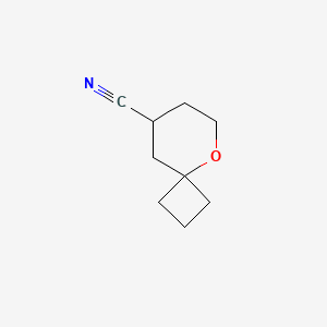 molecular formula C9H13NO B2666123 5-氧代螺[3.5]壬烷-8-碳腈 CAS No. 1503527-20-5