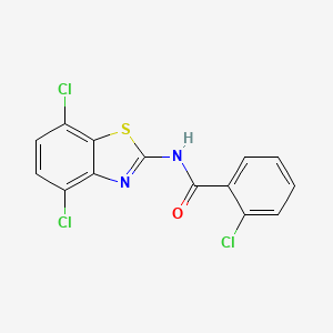 molecular formula C14H7Cl3N2OS B2666134 2-chloro-N-(4,7-dichloro-1,3-benzothiazol-2-yl)benzamide CAS No. 868230-32-4