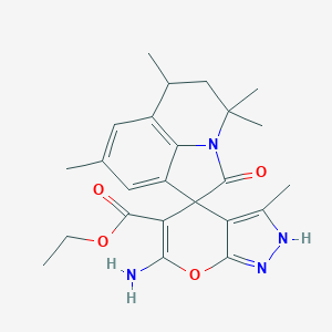 molecular formula C24H28N4O4 B266614 ethyl 6-amino-3,4',4',6',8'-pentamethyl-2'-oxo-5',6'-dihydro-1H,4'H-spiro[pyrano[2,3-c]pyrazole-4,1'-pyrrolo[3,2,1-ij]quinoline]-5-carboxylate 