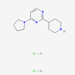 molecular formula C13H22Cl2N4 B2666154 2-(哌啶-4-基)-4-(吡咯啉-1-基)嘧啶二盐酸盐 CAS No. 2060007-51-2