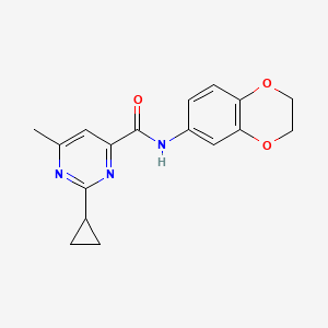 B2666155 2-Cyclopropyl-N-(2,3-dihydro-1,4-benzodioxin-6-yl)-6-methylpyrimidine-4-carboxamide CAS No. 2415543-09-6
