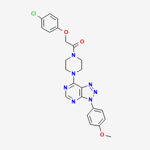 molecular formula C23H22ClN7O3 B2666163 2-(4-氯苯氧基)-1-(4-(3-(4-甲氧基苯基)-3H-[1,2,3]三唑[4,5-d]嘧啶-7-基)哌嗪-1-基)乙酮 CAS No. 920204-70-2