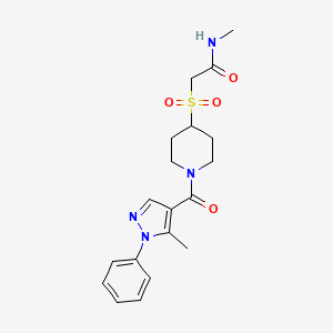 B2666164 N-methyl-2-((1-(5-methyl-1-phenyl-1H-pyrazole-4-carbonyl)piperidin-4-yl)sulfonyl)acetamide CAS No. 1795298-23-5
