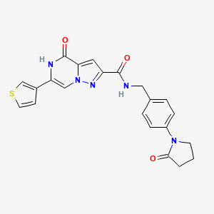 4-oxo-N-(4-(2-oxopyrrolidin-1-yl)benzyl)-6-(thiophen-3-yl)-4,5-dihydropyrazolo[1,5-a]pyrazine-2-carboxamide