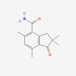 molecular formula C14H17NO2 B2666174 2,2,5,7-tetramethyl-1-oxo-3H-indene-4-carboxamide CAS No. 1023480-06-9