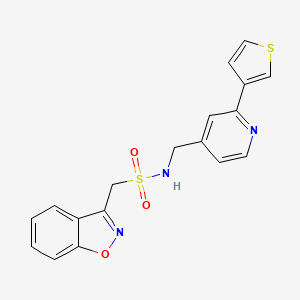 molecular formula C18H15N3O3S2 B2666182 1-(苯并[d]异噁唑-3-基)-N-((2-(噻吩-3-基)吡啶-4-基)甲基)甲磺酰胺 CAS No. 2034449-96-0