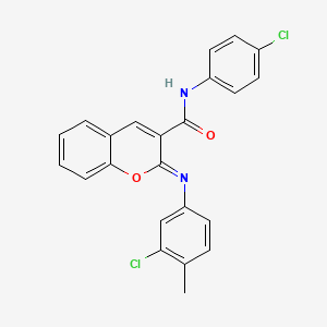 (2Z)-2-[(3-chloro-4-methylphenyl)imino]-N-(4-chlorophenyl)-2H-chromene-3-carboxamide