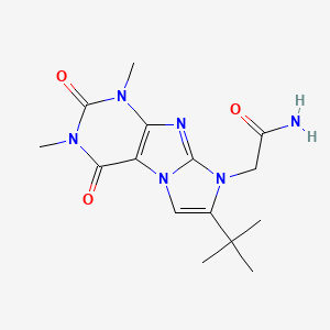molecular formula C15H20N6O3 B2666213 2-(7-(tert-butyl)-1,3-dimethyl-2,4-dioxo-3,4-dihydro-1H-imidazo[2,1-f]purin-8(2H)-yl)acetamide CAS No. 919032-25-0