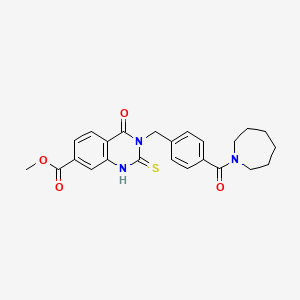 molecular formula C24H25N3O4S B2666220 Methyl 3-[[4-(azepane-1-carbonyl)phenyl]methyl]-4-oxo-2-sulfanylidene-1H-quinazoline-7-carboxylate CAS No. 422283-60-1