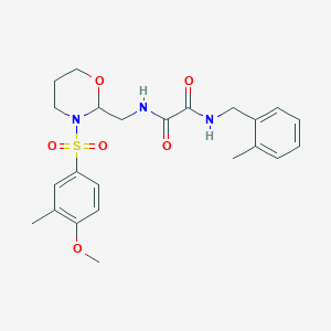 molecular formula C23H29N3O6S B2666225 N1-((3-((4-甲氧基-3-甲基苯基)磺酰)-1,3-噁唑环己烷-2-基)甲基)-N2-(2-甲基苯基甲基)草酰胺 CAS No. 872986-50-0