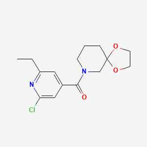 molecular formula C15H19ClN2O3 B2666227 (2-Chloro-6-ethylpyridin-4-yl)-(1,4-dioxa-9-azaspiro[4.5]decan-9-yl)methanone CAS No. 1917265-00-9