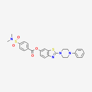 molecular formula C26H26N4O4S2 B2666228 2-(4-苯基哌嗪-1-基)苯并[d]噻唑-6-基 4-(N,N-二甲基磺酰)苯甲酸酯 CAS No. 941995-17-1