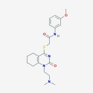 molecular formula C21H28N4O3S B2666229 2-((1-(2-(二甲基氨基)乙基)-2-氧代-1,2,5,6,7,8-六氢喹唑啉-4-基)硫)-N-(3-甲氧基苯基)乙酰胺 CAS No. 899950-11-9