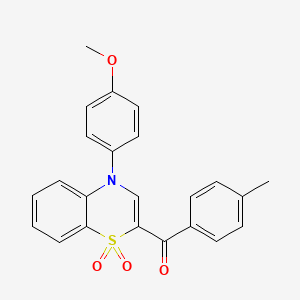 molecular formula C23H19NO4S B2666235 [4-(4-甲氧基苯基)-1,1-二氧杂-4H-1,4-苯并噻嗪-2-基](4-甲基苯基)甲酮 CAS No. 1114652-60-6
