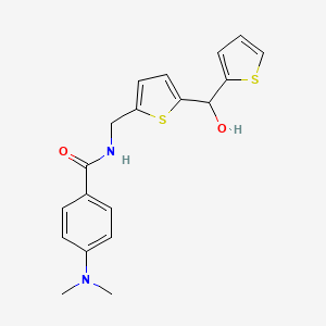 molecular formula C19H20N2O2S2 B2666240 4-(dimethylamino)-N-((5-(hydroxy(thiophen-2-yl)methyl)thiophen-2-yl)methyl)benzamide CAS No. 1421500-03-9