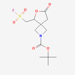 molecular formula C12H18FNO6S B2666243 tert-Butyl 5-((fluorosulfonyl)methyl)-7-oxo-6-oxa-2-azaspiro[3.4]octane-2-carboxylate CAS No. 2172276-14-9