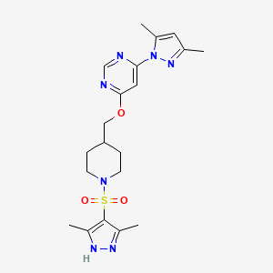 4-(3,5-Dimethylpyrazol-1-yl)-6-[[1-[(3,5-dimethyl-1H-pyrazol-4-yl)sulfonyl]piperidin-4-yl]methoxy]pyrimidine