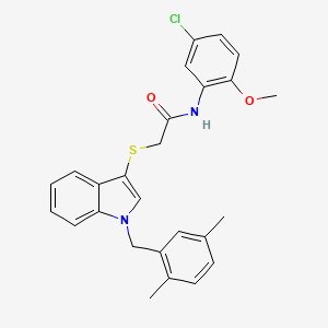 molecular formula C26H25ClN2O2S B2666255 N-(5-chloro-2-methoxyphenyl)-2-((1-(2,5-dimethylbenzyl)-1H-indol-3-yl)thio)acetamide CAS No. 851412-67-4