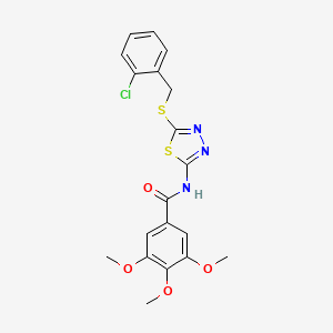 molecular formula C19H18ClN3O4S2 B2666262 N-(5-((2-chlorobenzyl)thio)-1,3,4-thiadiazol-2-yl)-3,4,5-trimethoxybenzamide CAS No. 607697-62-1