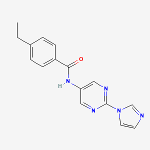 molecular formula C16H15N5O B2666268 N-(2-(1H-imidazol-1-yl)pyrimidin-5-yl)-4-ethylbenzamide CAS No. 1421523-71-8