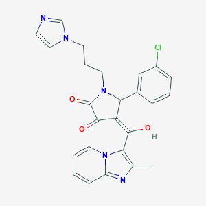 molecular formula C25H22ClN5O3 B266627 5-(3-chlorophenyl)-3-hydroxy-1-[3-(1H-imidazol-1-yl)propyl]-4-[(2-methylimidazo[1,2-a]pyridin-3-yl)carbonyl]-1,5-dihydro-2H-pyrrol-2-one 