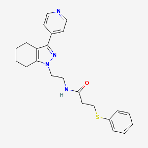 3-(phenylthio)-N-(2-(3-(pyridin-4-yl)-4,5,6,7-tetrahydro-1H-indazol-1-yl)ethyl)propanamide