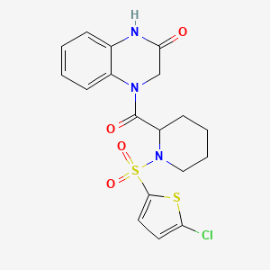 4-(1-((5-chlorothiophen-2-yl)sulfonyl)piperidine-2-carbonyl)-3,4-dihydroquinoxalin-2(1H)-one