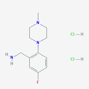 molecular formula C12H20Cl2FN3 B2666281 [5-Fluoro-2-(4-methylpiperazin-1-yl)phenyl]methanamine;dihydrochloride CAS No. 2460757-67-7