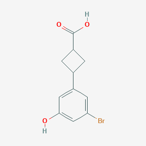 molecular formula C11H11BrO3 B2666286 3-(3-Bromo-5-hydroxyphenyl)cyclobutane-1-carboxylic acid CAS No. 2355093-06-8