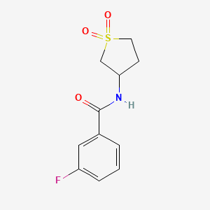molecular formula C11H12FNO3S B2666292 N-(1,1-二氧代硫代杂环丁二烯-3-基)-3-氟苯甲酰胺 CAS No. 878427-58-8