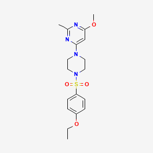 molecular formula C18H24N4O4S B2666294 4-(4-((4-Ethoxyphenyl)sulfonyl)piperazin-1-yl)-6-methoxy-2-methylpyrimidine CAS No. 946325-46-8