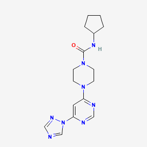 molecular formula C16H22N8O B2666299 4-(6-(1H-1,2,4-triazol-1-yl)pyrimidin-4-yl)-N-cyclopentylpiperazine-1-carboxamide CAS No. 1795458-00-2