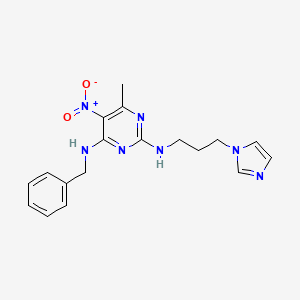 N2-(3-(1H-imidazol-1-yl)propyl)-N4-benzyl-6-methyl-5-nitropyrimidine-2,4-diamine