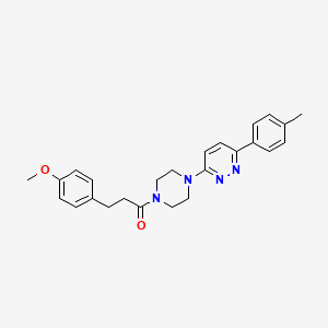 molecular formula C25H28N4O2 B2666304 3-(4-Methoxyphenyl)-1-(4-(6-(p-tolyl)pyridazin-3-yl)piperazin-1-yl)propan-1-one CAS No. 1021035-31-3