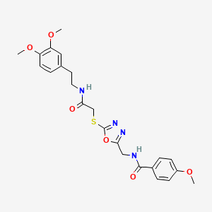 molecular formula C23H26N4O6S B2666309 N-((5-((2-((3,4-dimethoxyphenethyl)amino)-2-oxoethyl)thio)-1,3,4-oxadiazol-2-yl)methyl)-4-methoxybenzamide CAS No. 851783-87-4