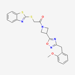 molecular formula C22H20N4O3S2 B2666312 2-(Benzo[d]thiazol-2-ylthio)-1-(3-(3-(2-methoxybenzyl)-1,2,4-oxadiazol-5-yl)azetidin-1-yl)ethanone CAS No. 1396888-71-3