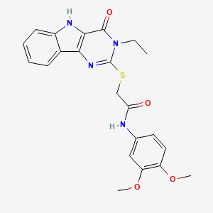 N-(3,4-dimethoxyphenyl)-2-((3-ethyl-4-oxo-4,5-dihydro-3H-pyrimido[5,4-b]indol-2-yl)thio)acetamide