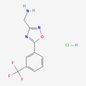 molecular formula C10H9ClF3N3O B2666325 [5-[3-(Trifluoromethyl)phenyl]-1,2,4-oxadiazol-3-yl]methanamine;hydrochloride CAS No. 2503204-43-9