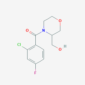molecular formula C12H13ClFNO3 B2666327 (2-Chloro-4-fluorophenyl)(3-(hydroxymethyl)morpholino)methanone CAS No. 1421471-81-9