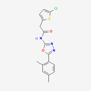 molecular formula C16H14ClN3O2S B2666335 2-(5-chlorothiophen-2-yl)-N-(5-(2,4-dimethylphenyl)-1,3,4-oxadiazol-2-yl)acetamide CAS No. 921545-42-8