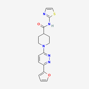 molecular formula C17H17N5O2S B2666346 1-(6-(furan-2-yl)pyridazin-3-yl)-N-(thiazol-2-yl)piperidine-4-carboxamide CAS No. 1105233-56-4