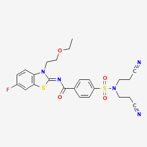 4-[bis(2-cyanoethyl)sulfamoyl]-N-[3-(2-ethoxyethyl)-6-fluoro-1,3-benzothiazol-2-ylidene]benzamide
