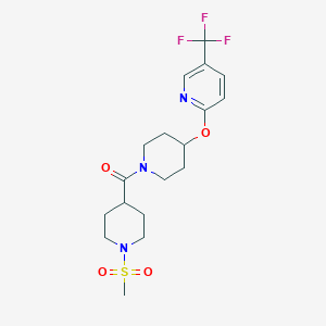 molecular formula C18H24F3N3O4S B2666356 (1-(Methylsulfonyl)piperidin-4-yl)(4-((5-(trifluoromethyl)pyridin-2-yl)oxy)piperidin-1-yl)methanone CAS No. 1421493-11-9