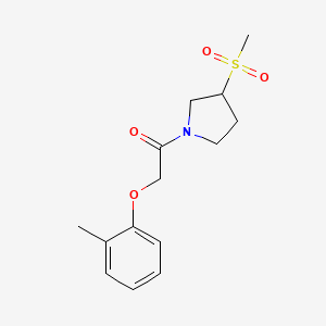 molecular formula C14H19NO4S B2666365 1-(3-(甲磺酰基)吡咯啉-1-基)-2-(邻甲苯氧基)乙酮 CAS No. 1706334-86-2