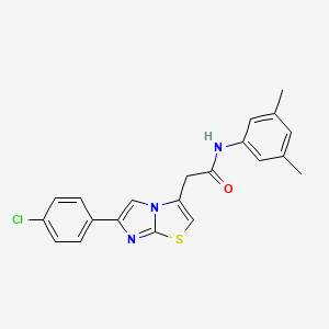 molecular formula C21H18ClN3OS B2666383 2-[6-(4-chlorophenyl)imidazo[2,1-b][1,3]thiazol-3-yl]-N-(3,5-dimethylphenyl)acetamide CAS No. 897458-36-5