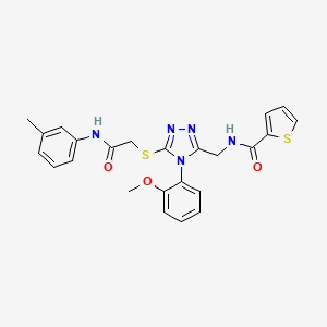 N-[[4-(2-methoxyphenyl)-5-[2-(3-methylanilino)-2-oxoethyl]sulfanyl-1,2,4-triazol-3-yl]methyl]thiophene-2-carboxamide