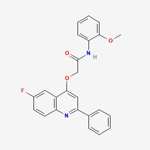molecular formula C24H19FN2O3 B2666389 2-[(6-fluoro-2-phenylquinolin-4-yl)oxy]-N-(2-methoxyphenyl)acetamide CAS No. 1114649-52-3
