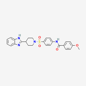 molecular formula C26H26N4O4S B2666391 N-(4-((4-(1H-benzo[d]imidazol-2-yl)piperidin-1-yl)sulfonyl)phenyl)-4-methoxybenzamide CAS No. 886888-64-8