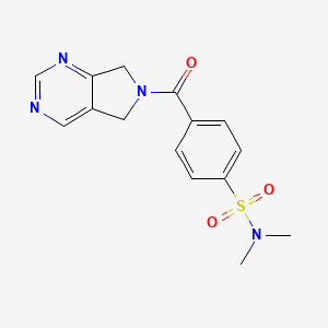 molecular formula C15H16N4O3S B2666392 4-(6,7-二氢-5H-吡咯并[3,4-d]嘧啶-6-甲酰基)-N,N-二甲基苯磺酰胺 CAS No. 1448047-86-6